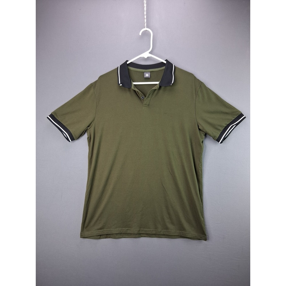 Unbranded Polo Shirt Short Sleeve Tipped Collar Size M Olive Green Casual Sport